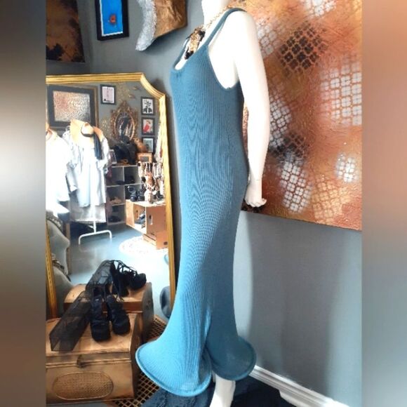 NWT Zara Cotton Blend Ribbed Hoop Maxi Dress - Picture 1 of 16